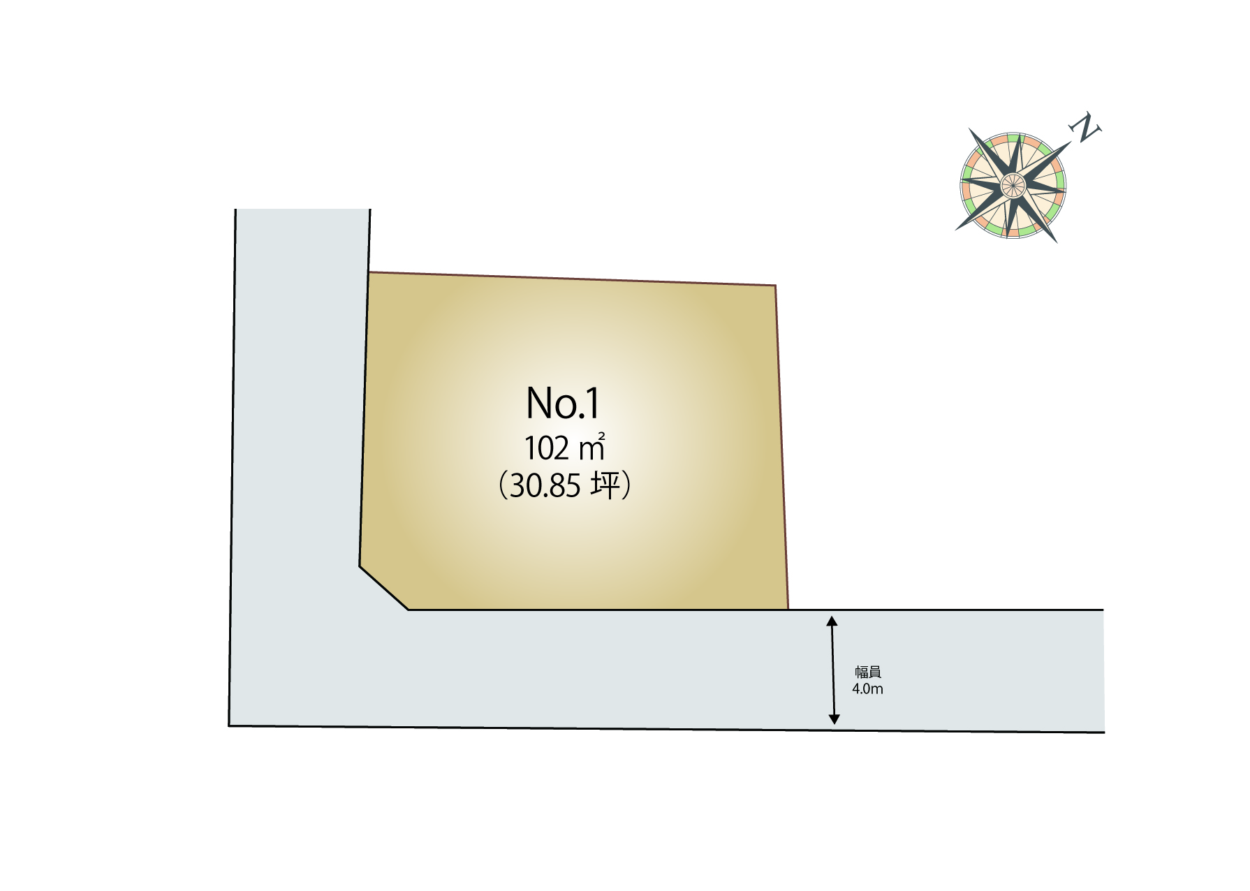 東南角地で日当たり良好