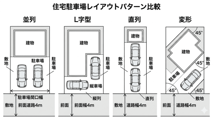 駐車場のレイアウトパターン|千葉『木ここち家ラボ』