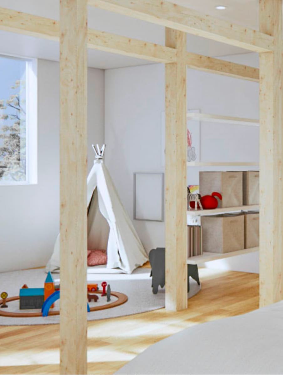 子どもと過ごす大きな寝室キッズスペース